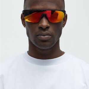 Red, Orange and Black Reflective Sports Sunglasses